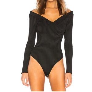 Lovers and Friends Theodore Bodysuit with Bardot neckline in black size S